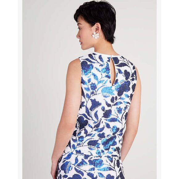 Kate Spade New York Zigzag Floral Sequin Sleeveless Top Medium - Picture 3 of 8